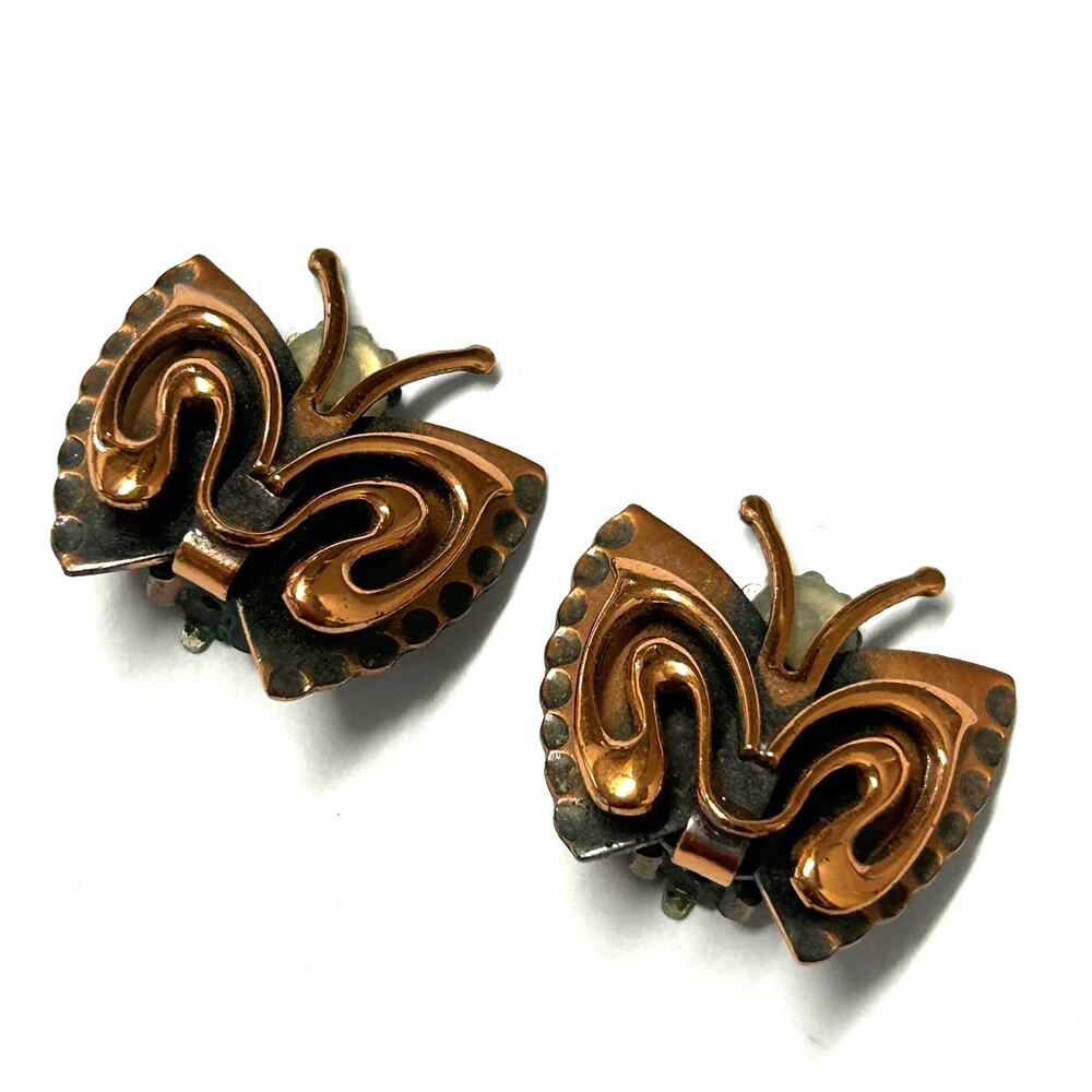 Renoir Vintage 1950's Copper Butterfly Clip On Earrings